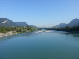 L'Isère depuis le pont-barrage de Saint-Egrève